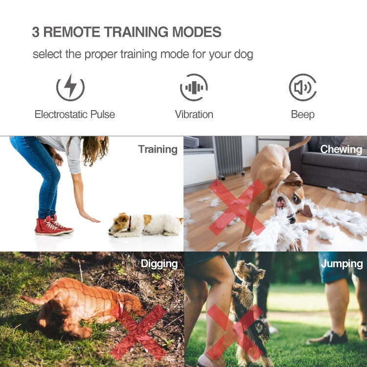 Intelligent Remote Control Dog Trainer Automatic Barking Stop Collar, Collar Black, Collar White