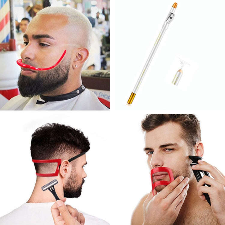 2 Sets Beard Styling Board Shaving Barber Tools, Style:, Shape Ruler+Pen, Shape Ruler+Pen+Bearded...
