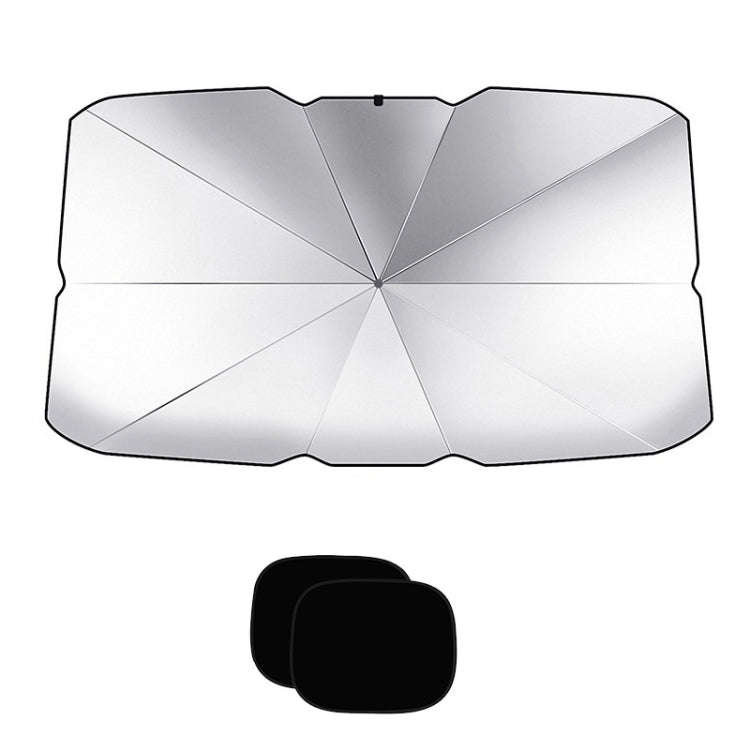 Car Windshield Telescopic Folding Thermal Insulation Parasol, Large, Large+2 PCS Side Sun Block, ...