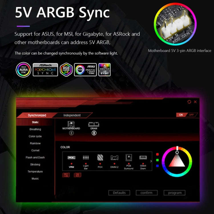 ARGB Chassis Light Bar Computer Decorative Silicone LED Lamp Strip, Y360 Round