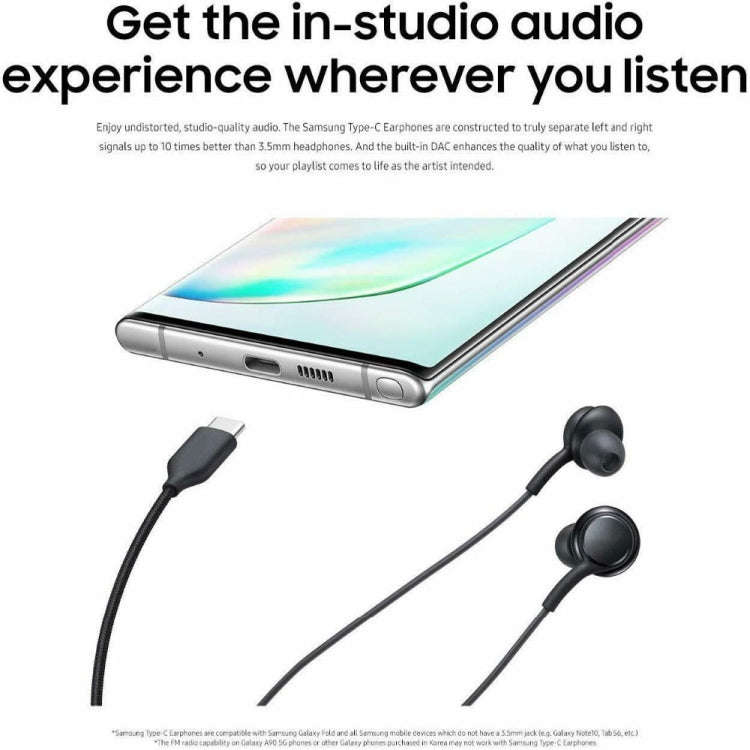 115 Type-C Digital Chip Wire-controlled Headphones, For Samsung  Note 10 (White)