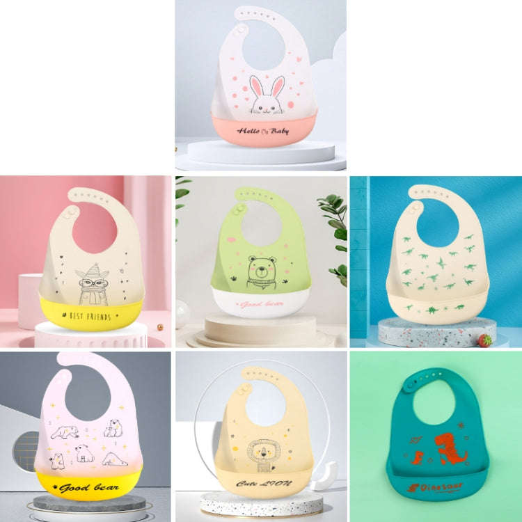 Baby Oil Spray Waterproof Silicone Bib Ultra-thin Saliva Towel, Pattern:, Rabbit BATT2, Lion Dot ...