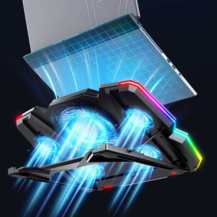 CoolCold  Five Fans 2 USB Ports Laptop Cooler Gaming Notebook Cool Stand,Version:, Touch Symphony...