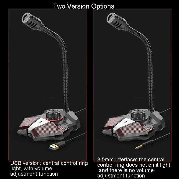 JK Omni-directional Pick-up Microphone Built-in Sound Card  Flexible Gaming Mic, 3.5mm
