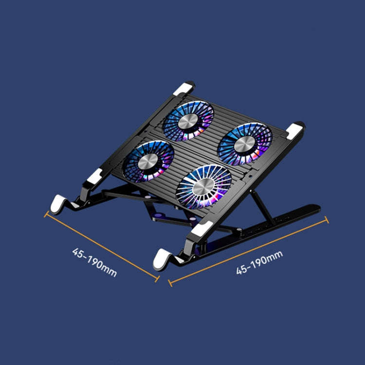 Laptop Radiator Bracket Folding Storage Air-cooled Cooling Base,Style:, Double Fan, Four Fan