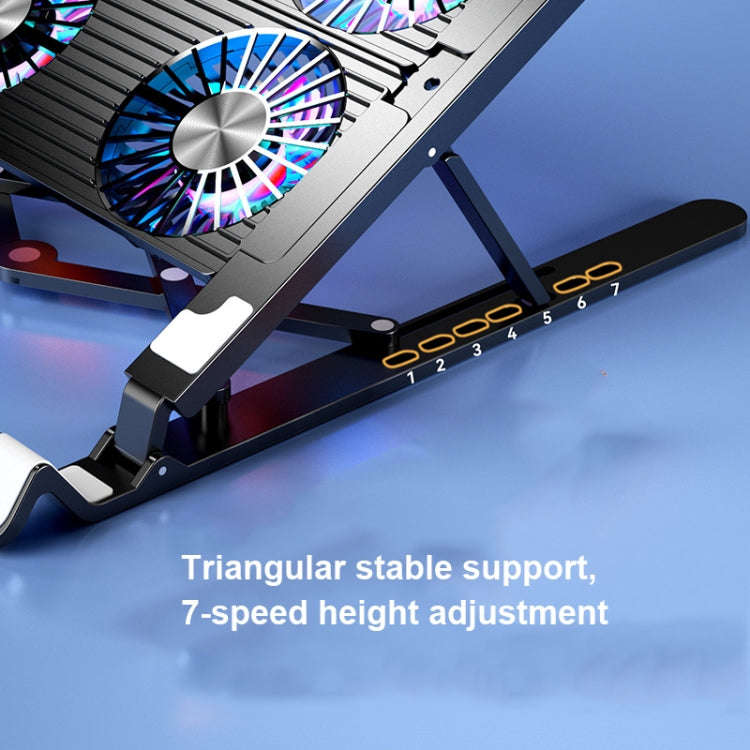 Laptop Radiator Bracket Folding Storage Air-cooled Cooling Base,Style:, Double Fan, Four Fan