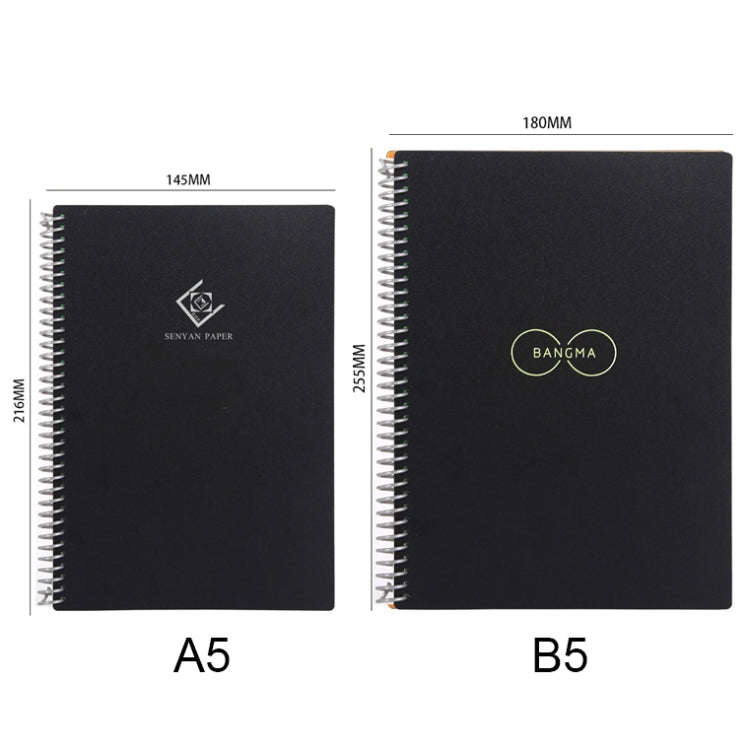 KCA02 Erasable Waterproof Coil Notebook, Spec:, A5 Square, B5 Round, A5 without LOGO, A5 Iron Rin...