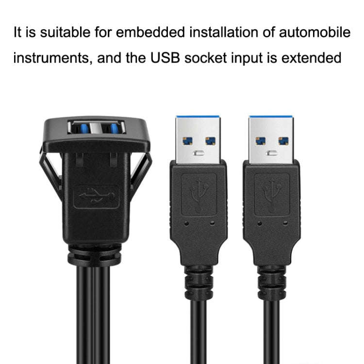 RF-56 Dual-port USB3.0 Waterproof Cable Car Dashboard Audio Extension Line, Cable Length: 1m, Das...