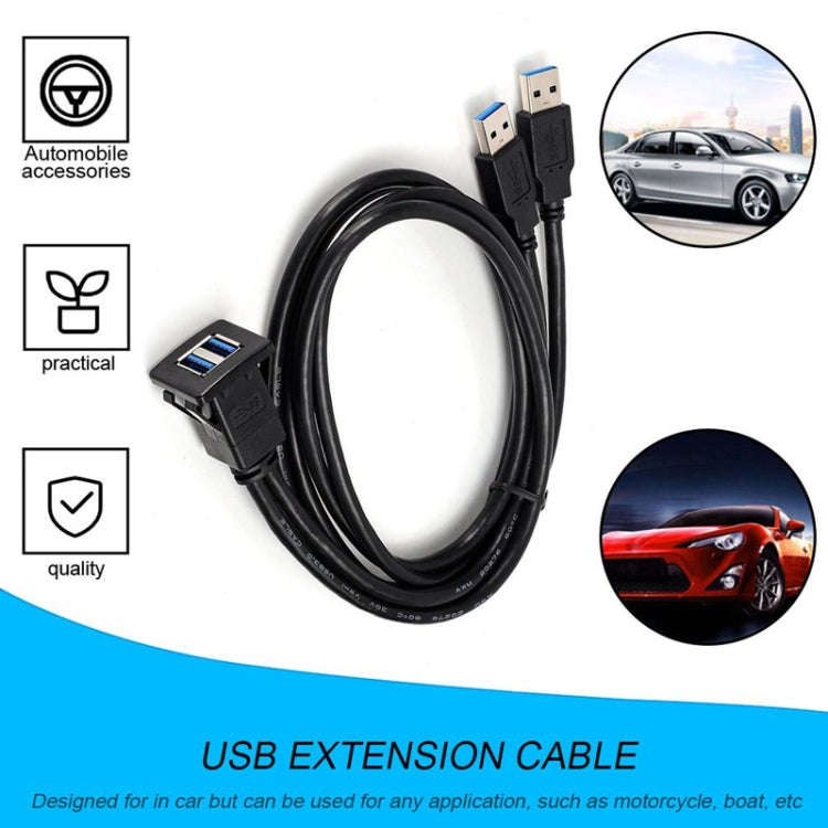 RF-56 Dual-port USB3.0 Waterproof Cable Car Dashboard Audio Extension Line, Cable Length: 1m, Das...