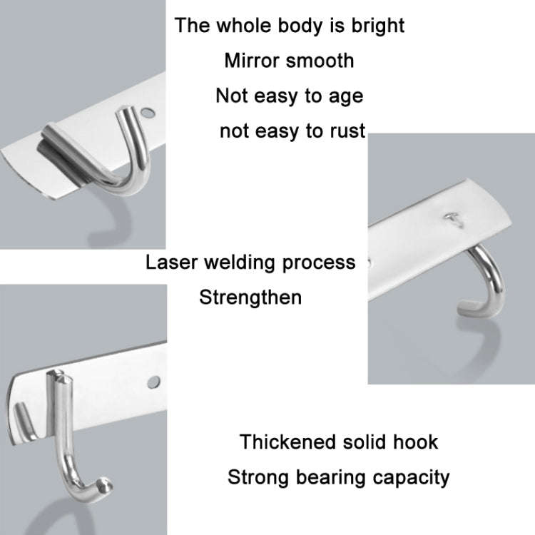 304 Stainless Steel No Punching Door Rear Coat Hook, 3 Hooks, 4 Hooks, 6 Hooks, 7 Hooks, 8 Hooks,...