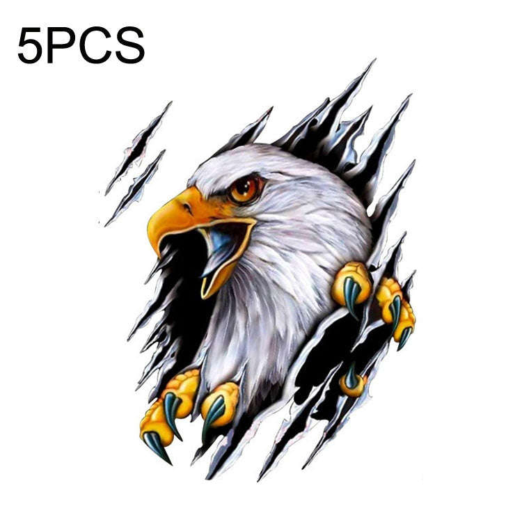 5PCS Tear Eagle 3D Car Sticker Scratch Covering Body Pull Flower Sticker, Style:, Right (18x 24cm...