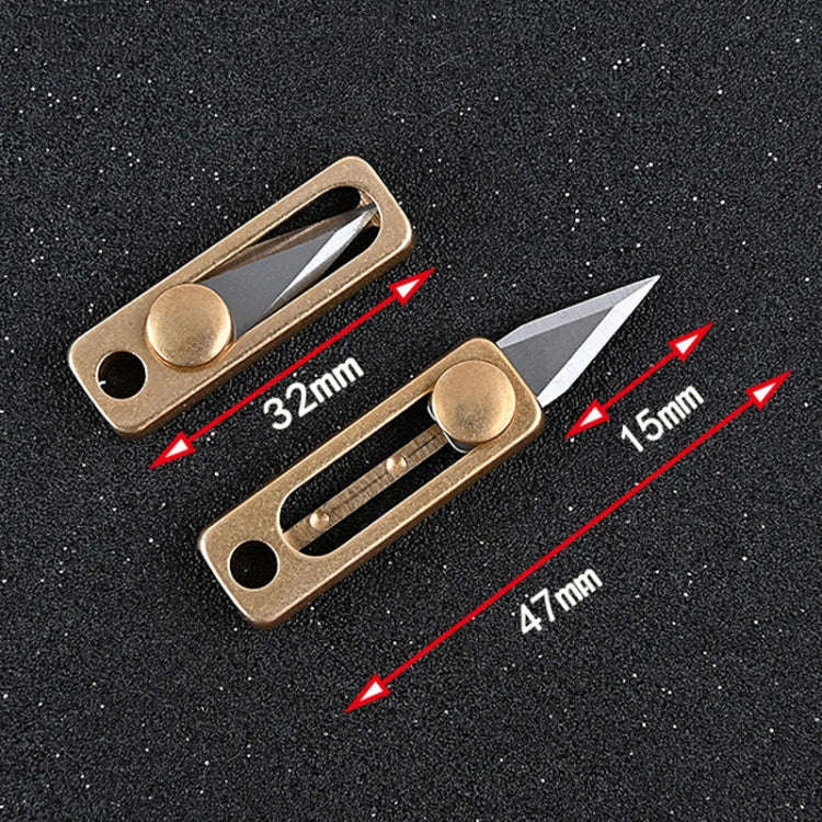 Brass Mini Knife Carry-on EDC Keychain Pendant Push-pull Unpacking Knife, Brass