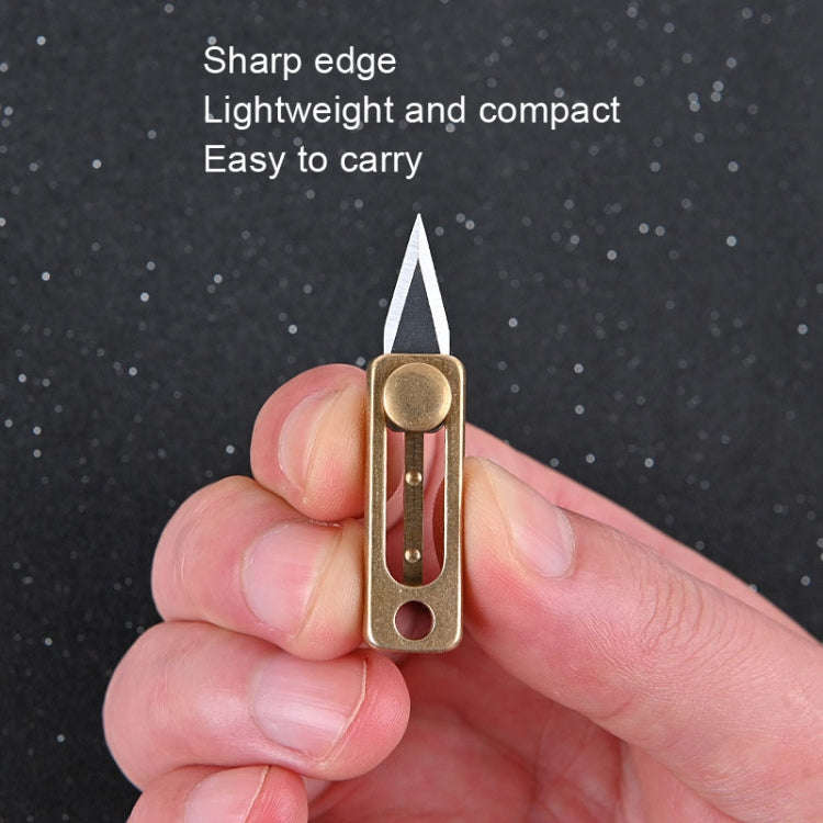 Brass Mini Knife Carry-on EDC Keychain Pendant Push-pull Unpacking Knife, Brass