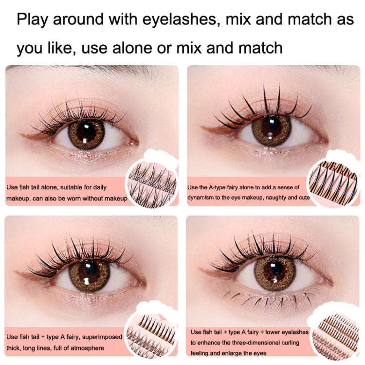 BQI B7229 Lightweight Natural Curling Three-dimensional Slim False Eyelashes, Style:, Type A+Fish...