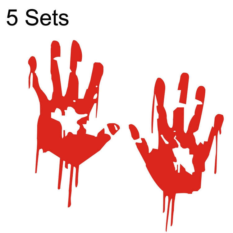 5 Sets Waterproof Sunscreen Reflective Car Sticker Blood Handprint Halloween Sticker, Blood Handp...