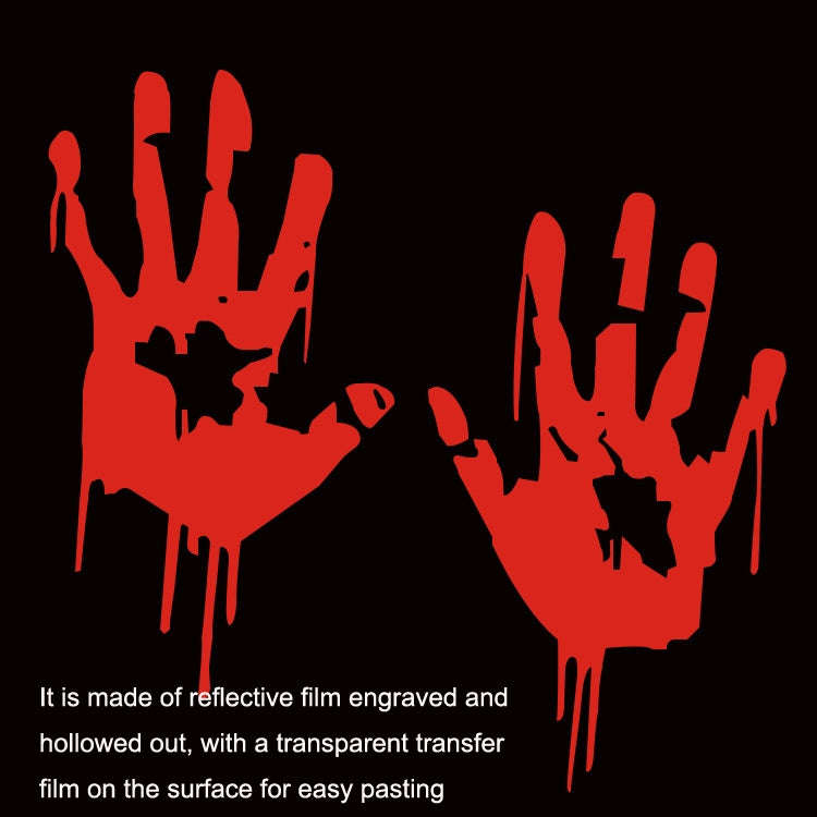 5 Sets Waterproof Sunscreen Reflective Car Sticker Blood Handprint Halloween Sticker, Blood Handp...