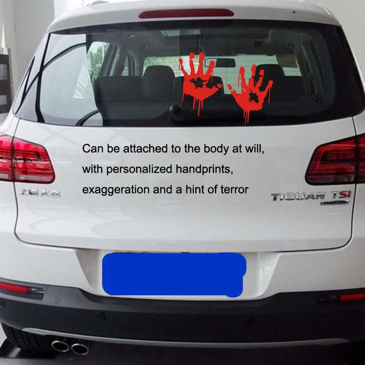 5 Sets Waterproof Sunscreen Reflective Car Sticker Blood Handprint Halloween Sticker, Blood Handp...