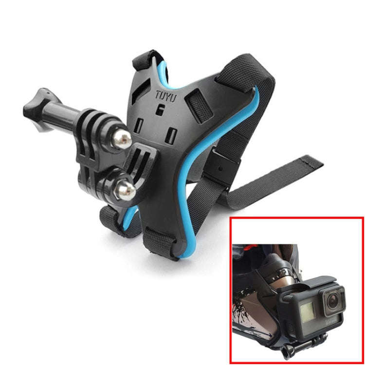 TUYU Motorcycle Helmet Chin Action Camera Mobile Phone Mounting Bracket, Black Bracket, Blue Brac...