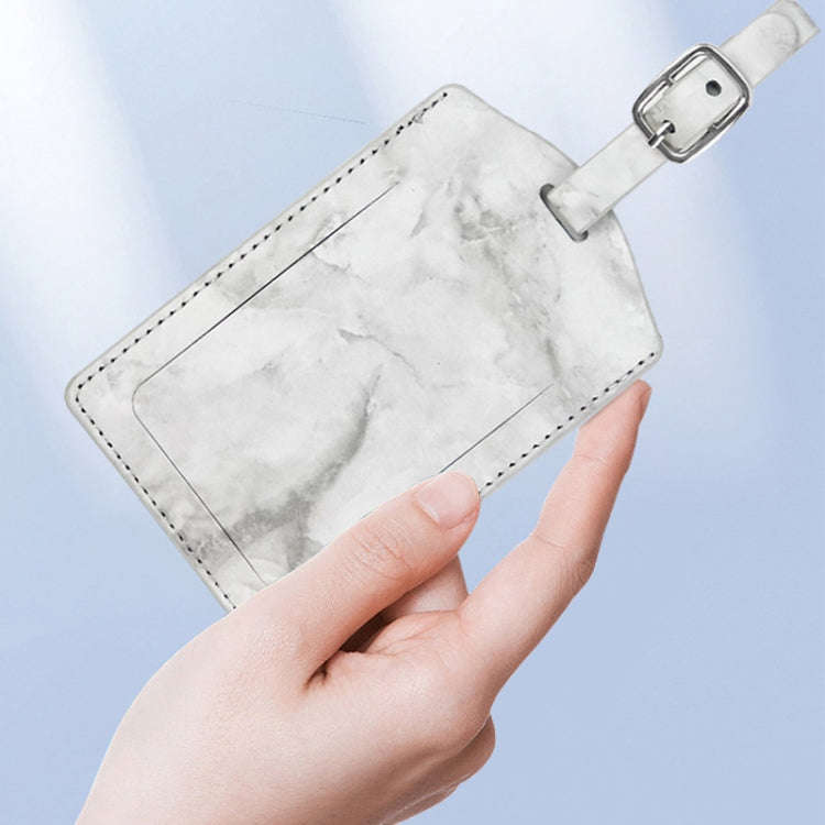 Marbled PU Leather Luggage Tag Oil Edge Sewing With Metal Hardware Buckle