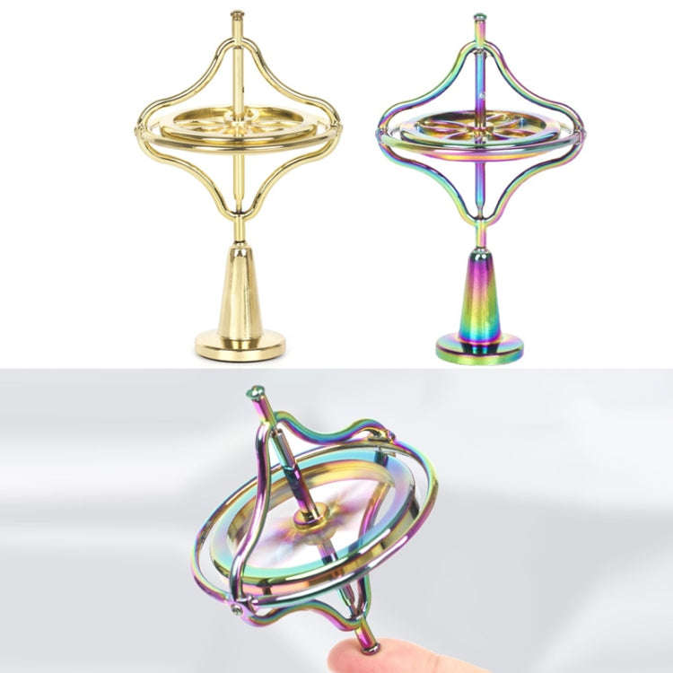 Fingertips Zinc Alloy Decompression Toy Metal Gyroscope, Gold, Colorful