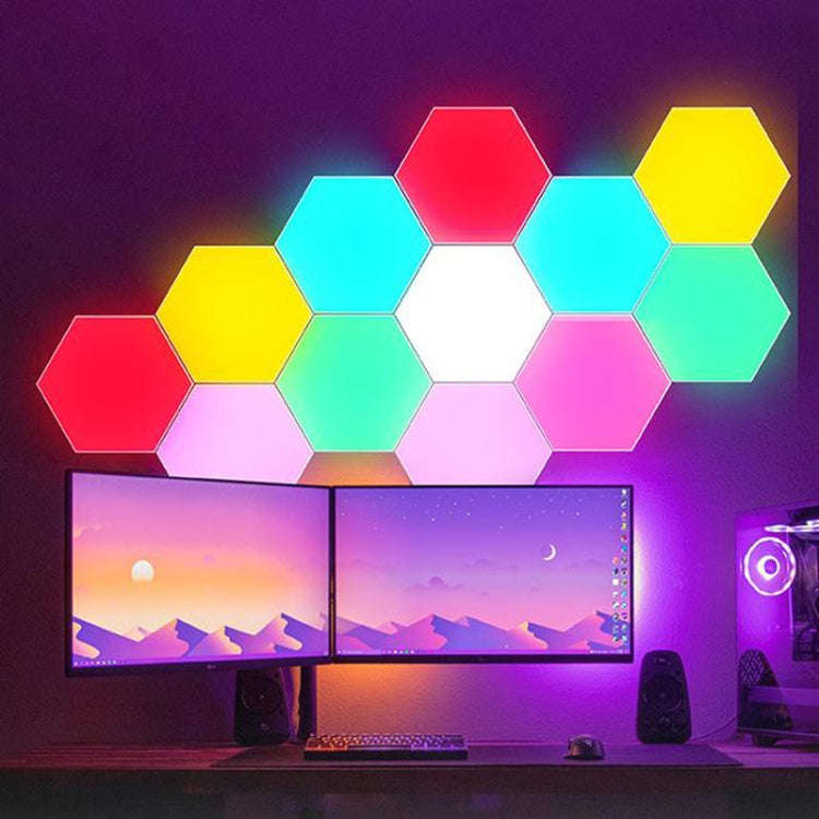 LED Quantum Honeycomb Night Light RGB Atmosphere Decorative Light, Style:, USB Touch Colorful, US...