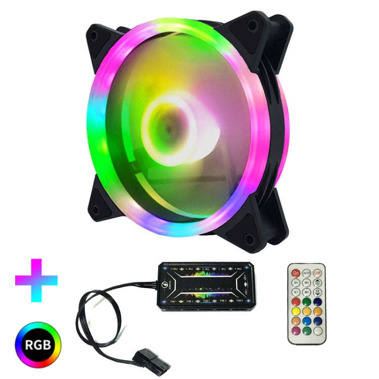 Computer CPU RGB luminous Radiator, 1 Fan+Remote Control, 2 Fans+Remote Control, 3 Fans+Remote Co...