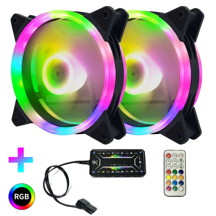 Computer CPU RGB luminous Radiator, 1 Fan+Remote Control, 2 Fans+Remote Control, 3 Fans+Remote Co...