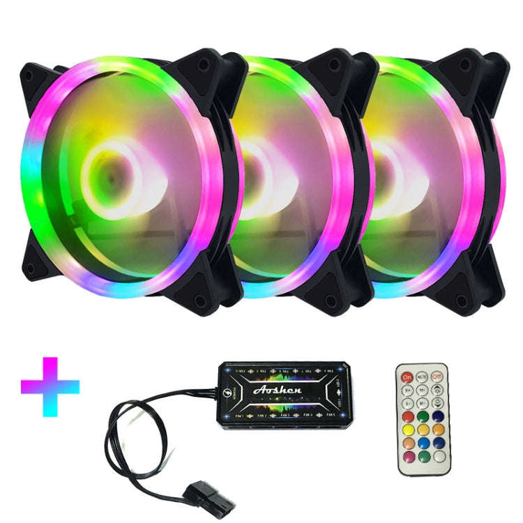 Computer CPU RGB luminous Radiator, 1 Fan+Remote Control, 2 Fans+Remote Control, 3 Fans+Remote Co...