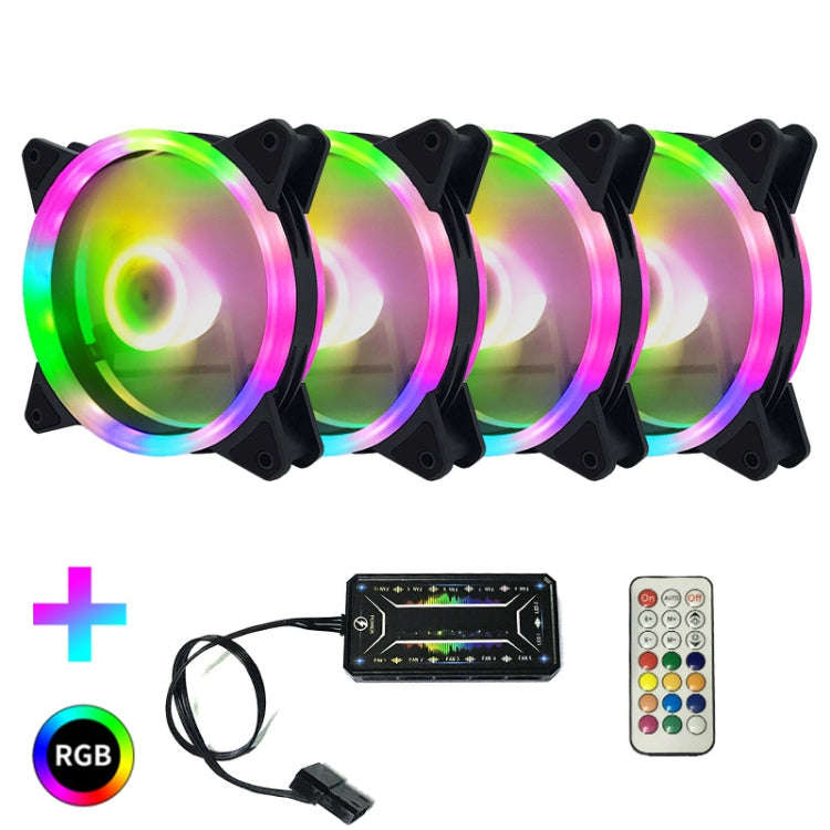 Computer CPU RGB luminous Radiator, 1 Fan+Remote Control, 2 Fans+Remote Control, 3 Fans+Remote Co...