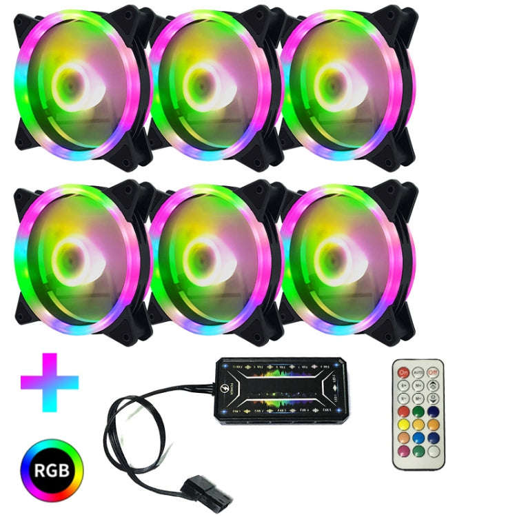 Computer CPU RGB luminous Radiator, 1 Fan+Remote Control, 2 Fans+Remote Control, 3 Fans+Remote Co...