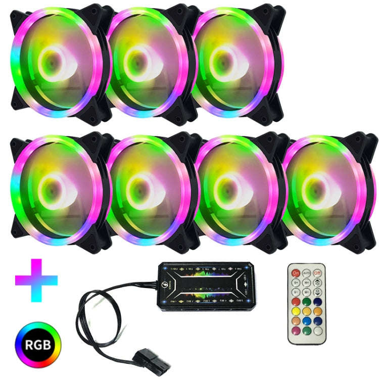 Computer CPU RGB luminous Radiator, 1 Fan+Remote Control, 2 Fans+Remote Control, 3 Fans+Remote Co...