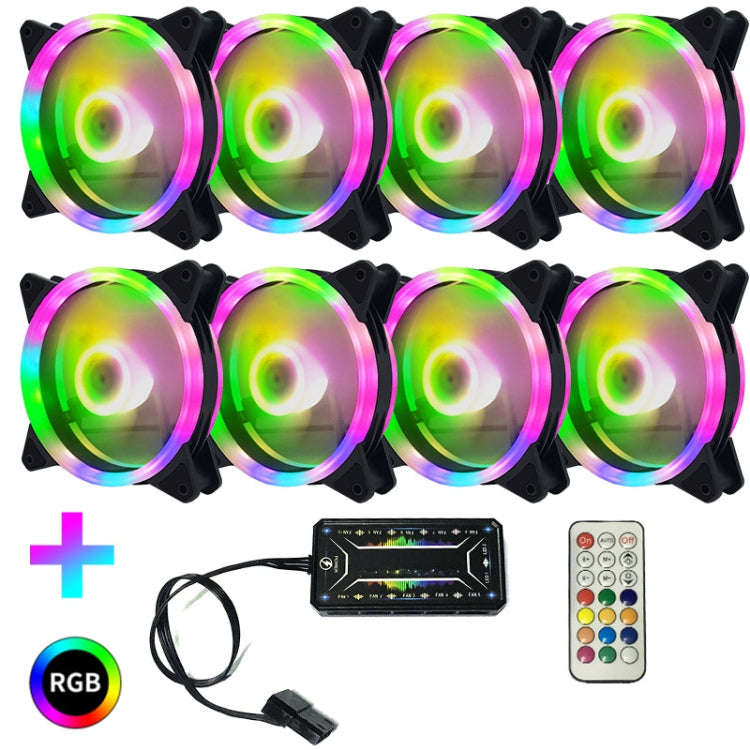 Computer CPU RGB luminous Radiator, 1 Fan+Remote Control, 2 Fans+Remote Control, 3 Fans+Remote Co...