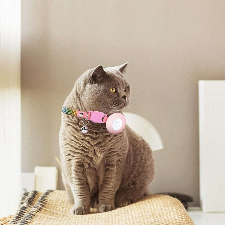 Rhinestone Pet Collar with Bell for AirTag 2nd Gen / AirTag 1st Gen Tracker Case, White Diamond B...