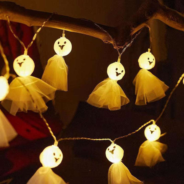 LED Halloween Decoration Luminous Cloth Ghost Ornament String Light, 1.5m 10 Lights, 3m 20 Lights...