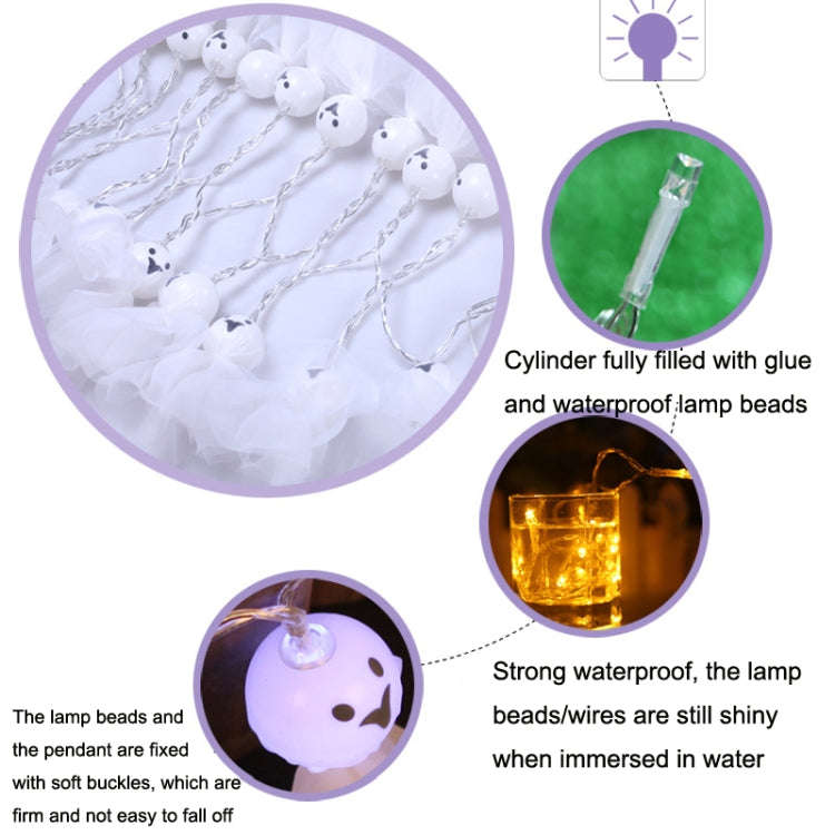 LED Halloween Decoration Luminous Cloth Ghost Ornament String Light, 1.5m 10 Lights, 3m 20 Lights...