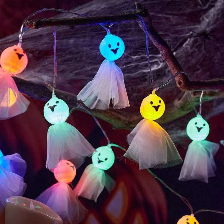 LED Halloween Decoration Luminous Cloth Ghost Ornament String Light, 1.5m 10 Lights, 3m 20 Lights...