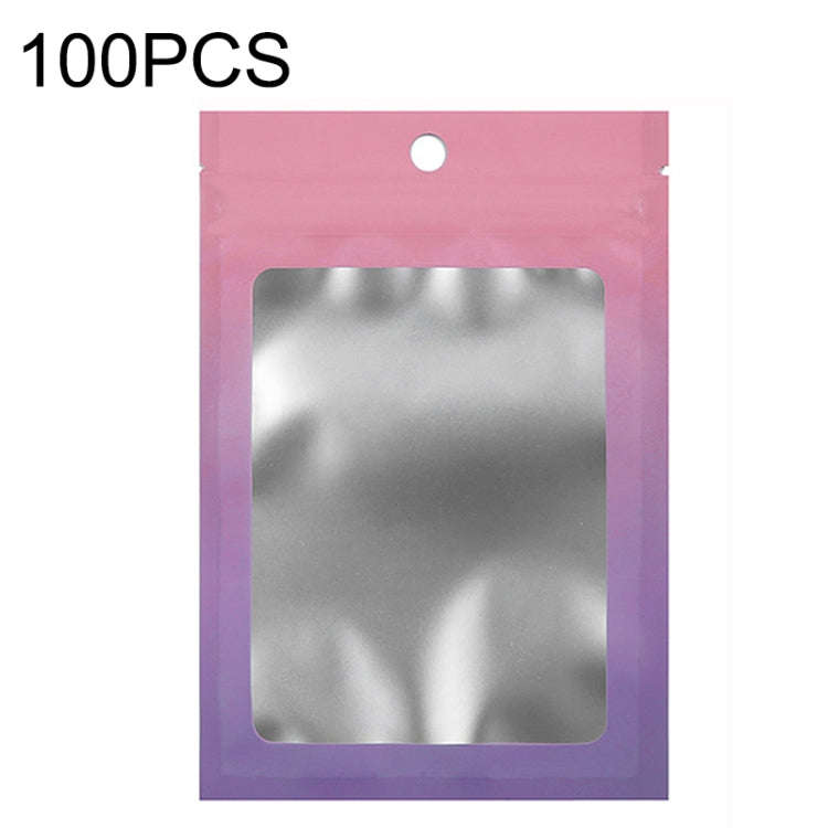 100PCS Aluminum Foil Ziplock Bag Jewelry Data Cable Sealed Packaging Bag, Size:, 7.5x10cm (Pink G...
