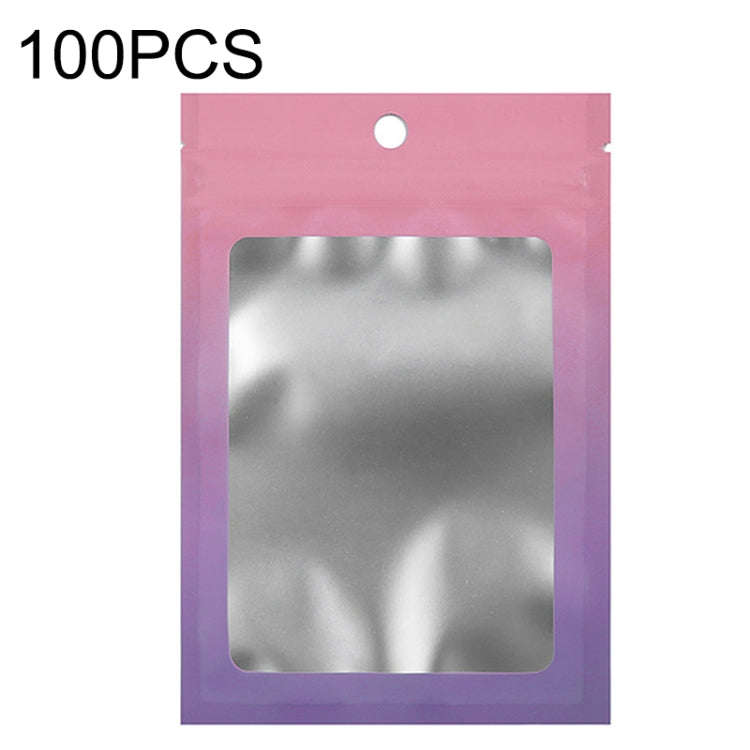100PCS Aluminum Foil Ziplock Bag Jewelry Data Cable Sealed Packaging Bag, Size:, 7.5x10cm (Pink G...