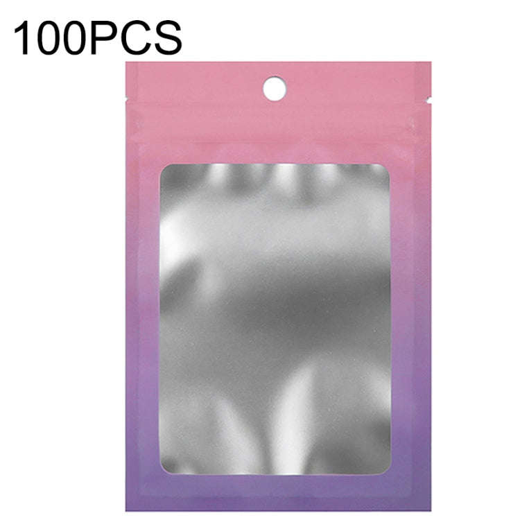100PCS Aluminum Foil Ziplock Bag Jewelry Data Cable Sealed Packaging Bag, Size:, 7.5x10cm (Pink G...