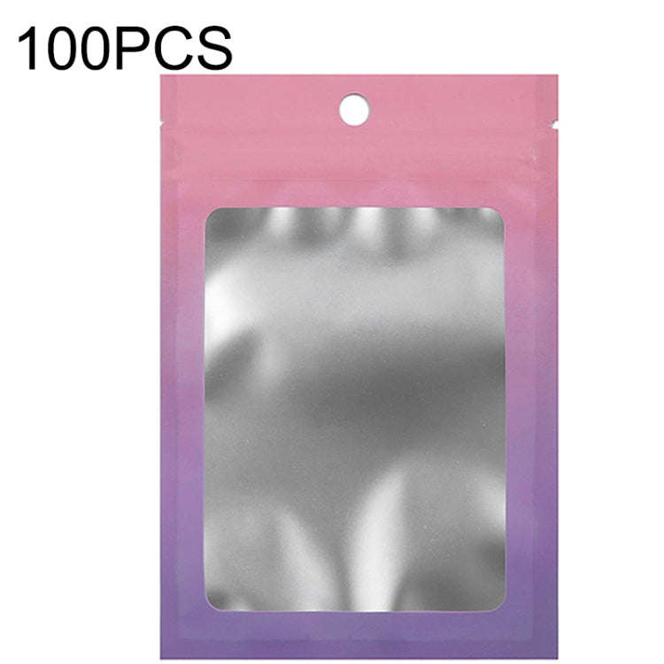 100PCS Aluminum Foil Ziplock Bag Jewelry Data Cable Sealed Packaging Bag, Size:, 7.5x10cm (Pink G...