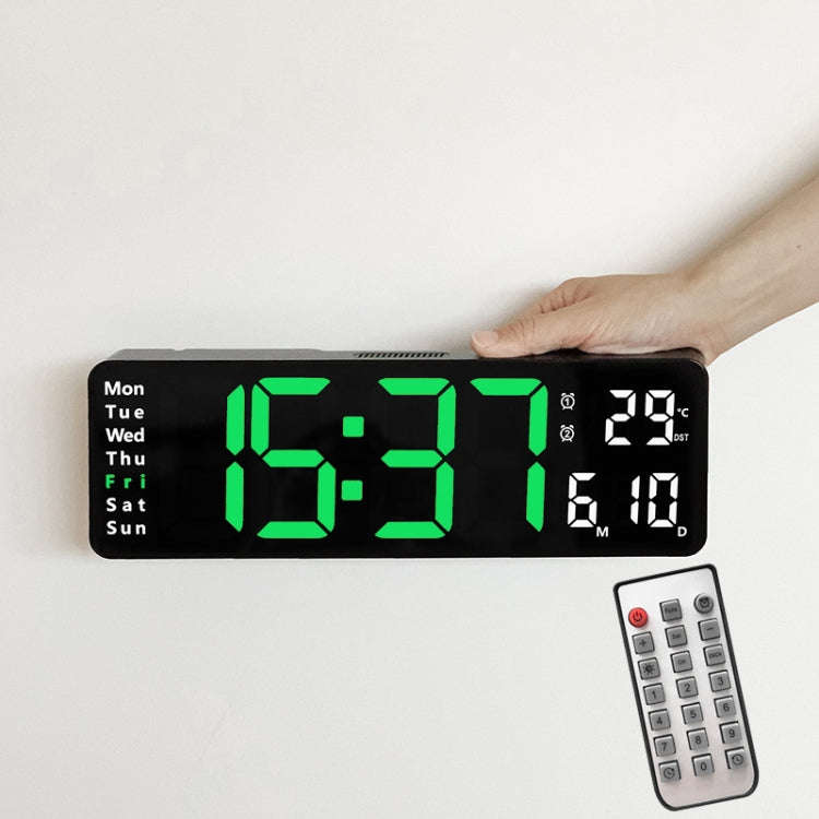 6629 13 Inch Multifunctional LED Living Room Large Screen Wall Clock, 13 Inch Black Shell Orange ...
