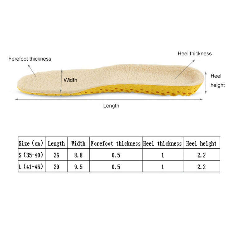 Imitation Lamb Wool Thickened Invisible Thermal Insole, S, L