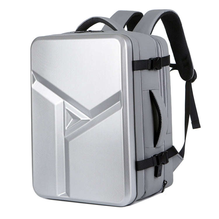 Large-capacity Waterproof Expandable Hard Shell Backpack with USB Charging Hole, 161 Light Grey, ...