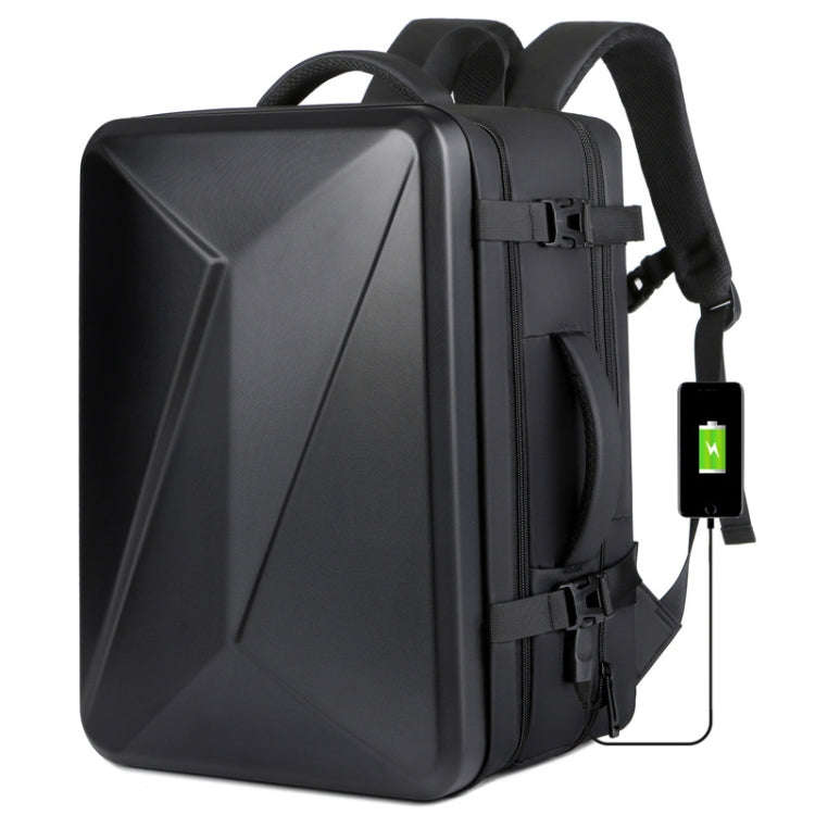 Large-capacity Waterproof Expandable Hard Shell Backpack with USB Charging Hole, 161 Light Grey, ...