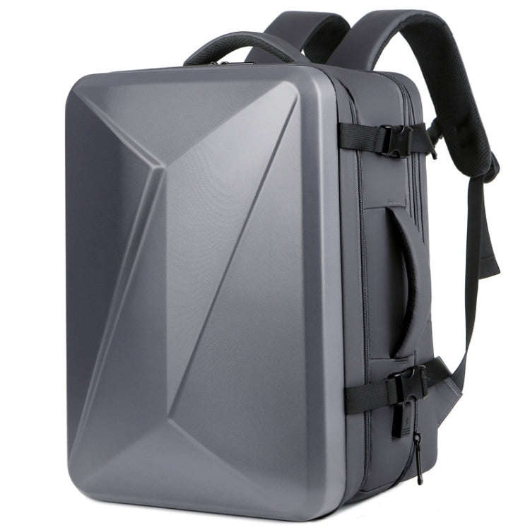 Large-capacity Waterproof Expandable Hard Shell Backpack with USB Charging Hole, 161 Light Grey, ...
