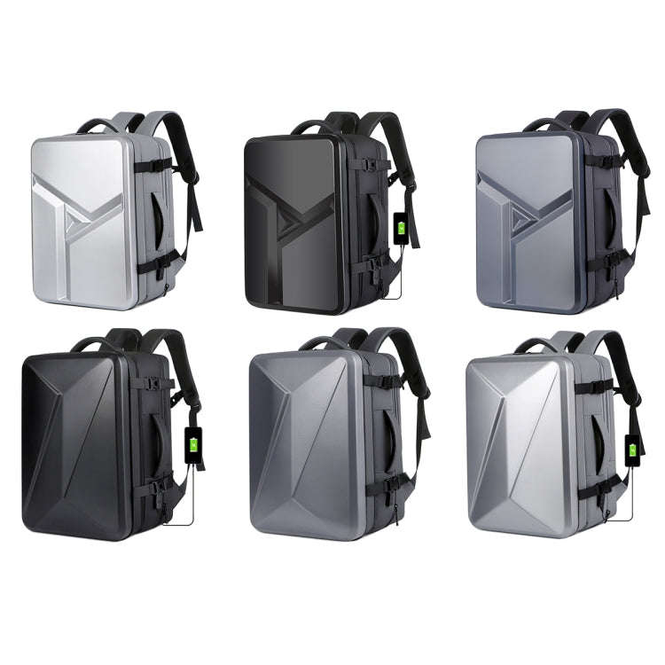 Large-capacity Waterproof Expandable Hard Shell Backpack with USB Charging Hole, 161 Light Grey, ...