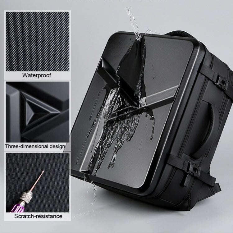 Large-capacity Waterproof Expandable Hard Shell Backpack with USB Charging Hole, 161 Light Grey, ...