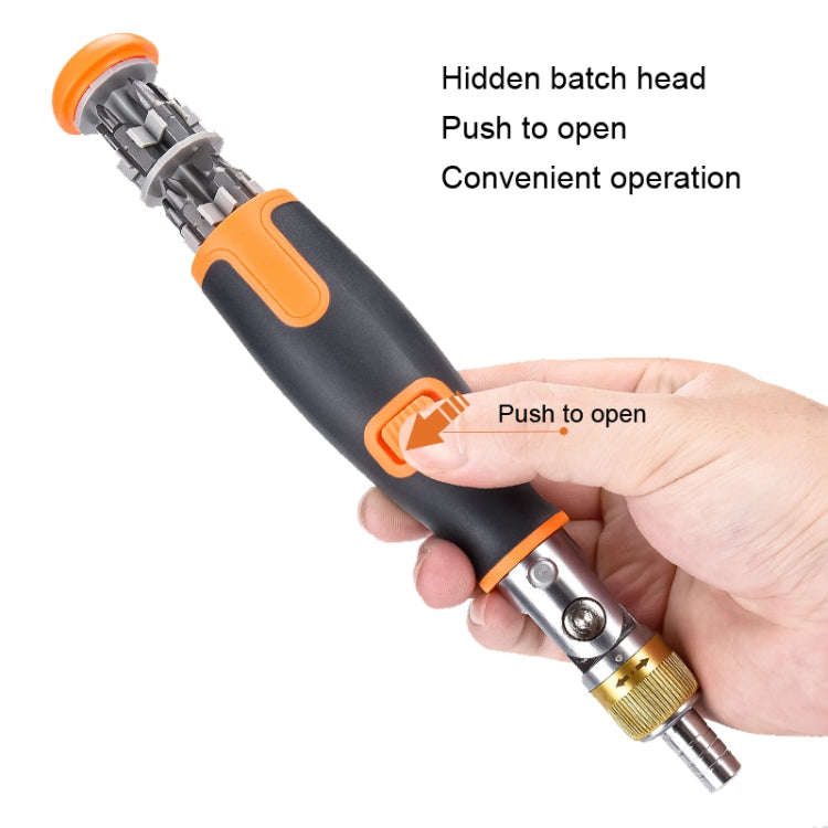 2050C Portable 10 In 1 Hidden Bits Multi-angle Ratchet Corner Screwdriver Set, 10 In 1 Orange, 10...