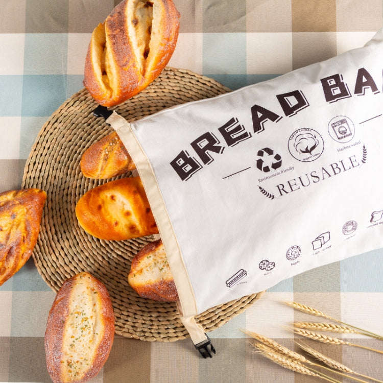 Cotton TPU Bread Bag With Clasp Reusable Storage Bag, Bread Bag White, Bread Bag Beige