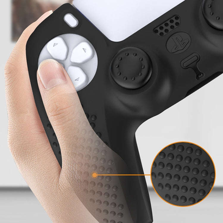 For PS5 Game Controller Joystick Cap Silicone Protective Cover Kit Dustproof Case, Black Polka Do...